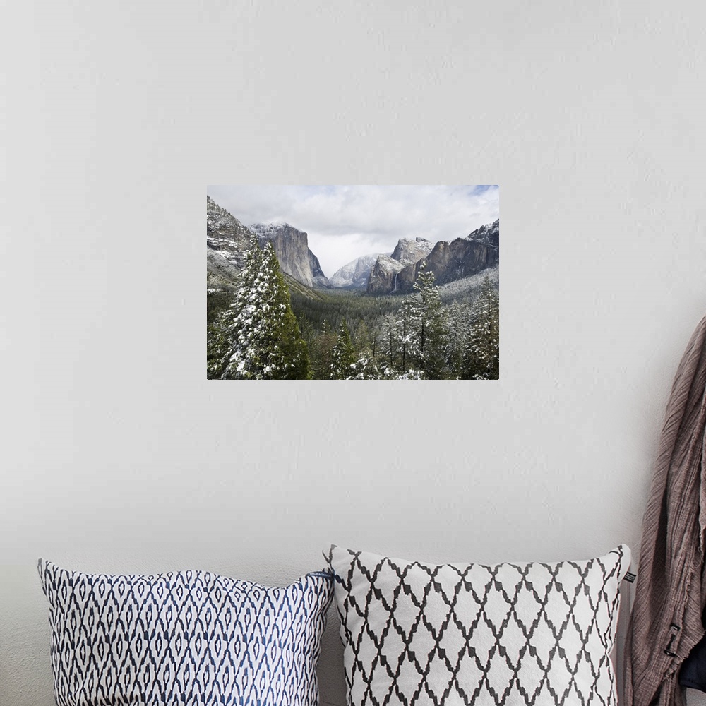 A bohemian room featuring Yosemite Valley in winter, Yosemite National Park, California.