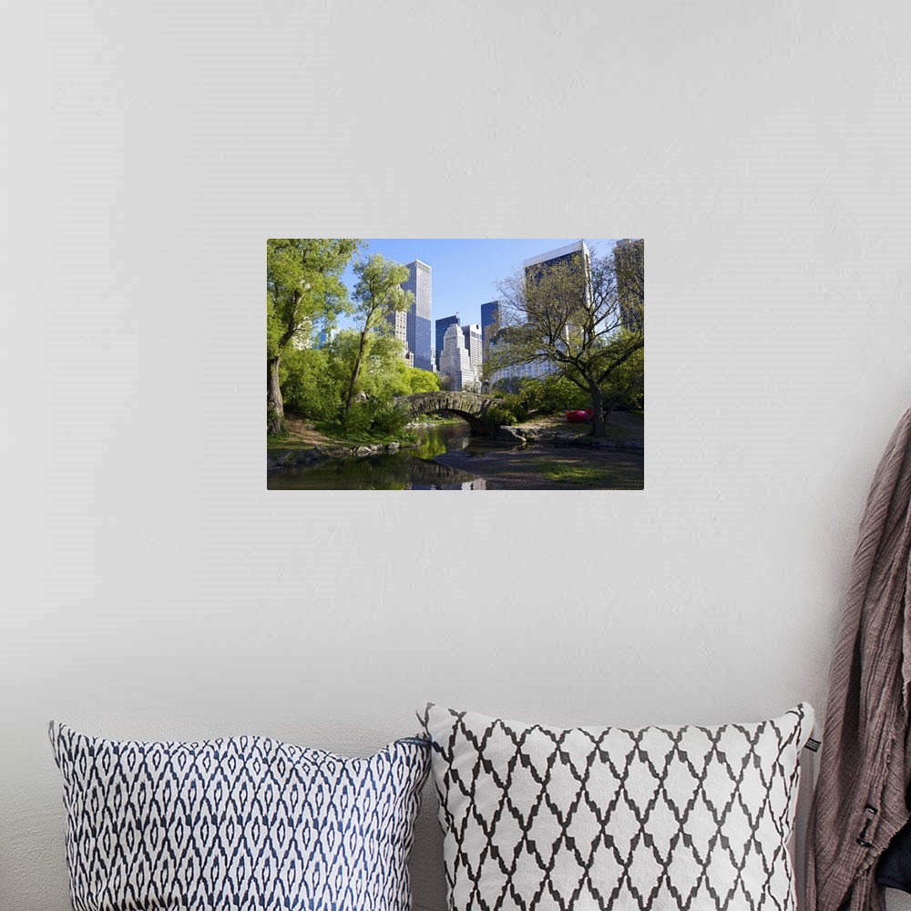 A bohemian room featuring Central Park and Manhattan skyline, New York City.