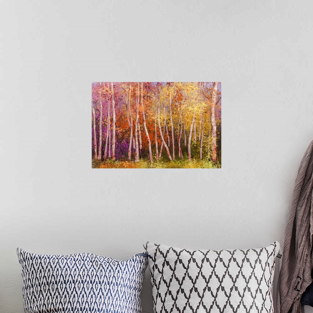 A bohemian room featuring Colorful Autumn Landscape