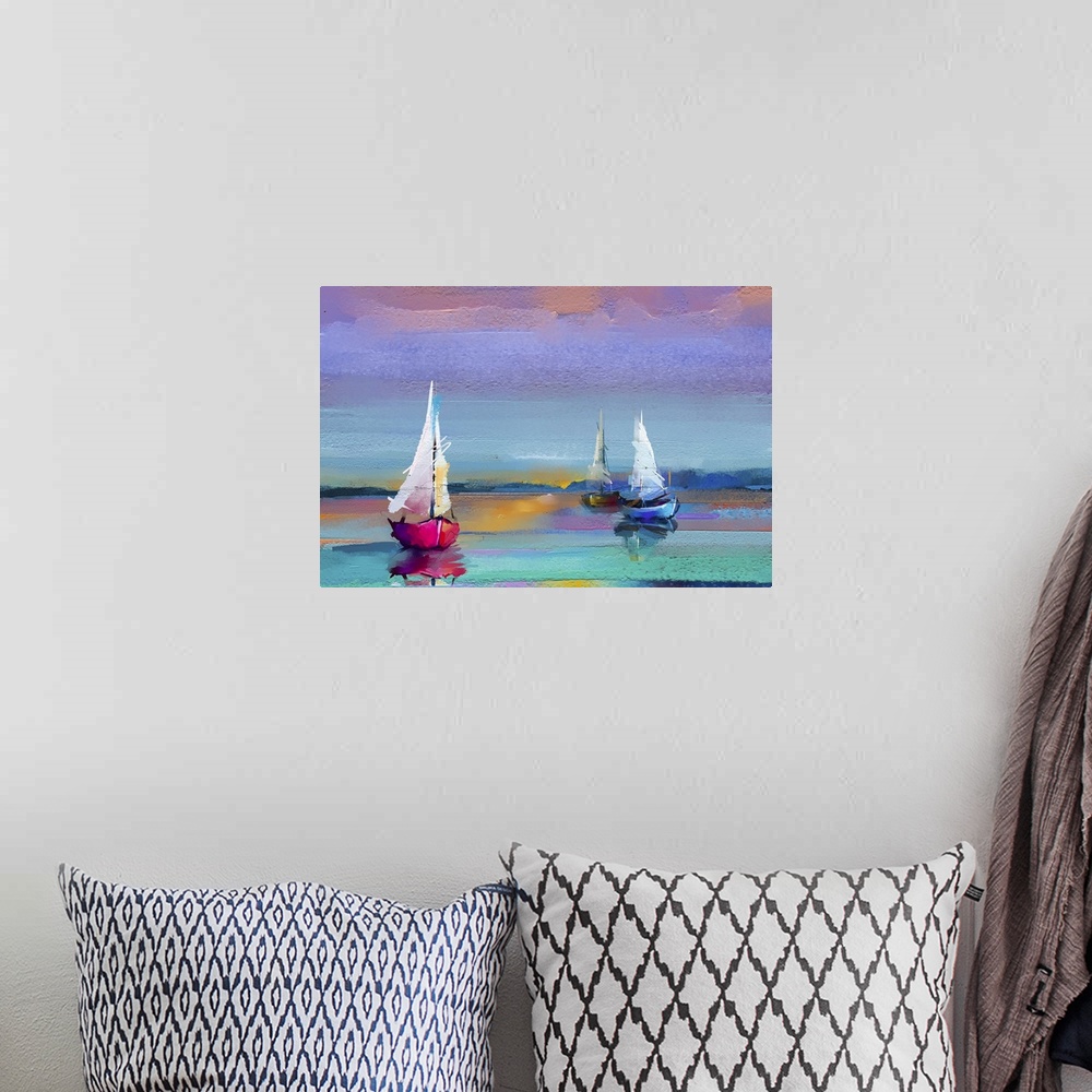 A bohemian room featuring Impressionist Seascape
