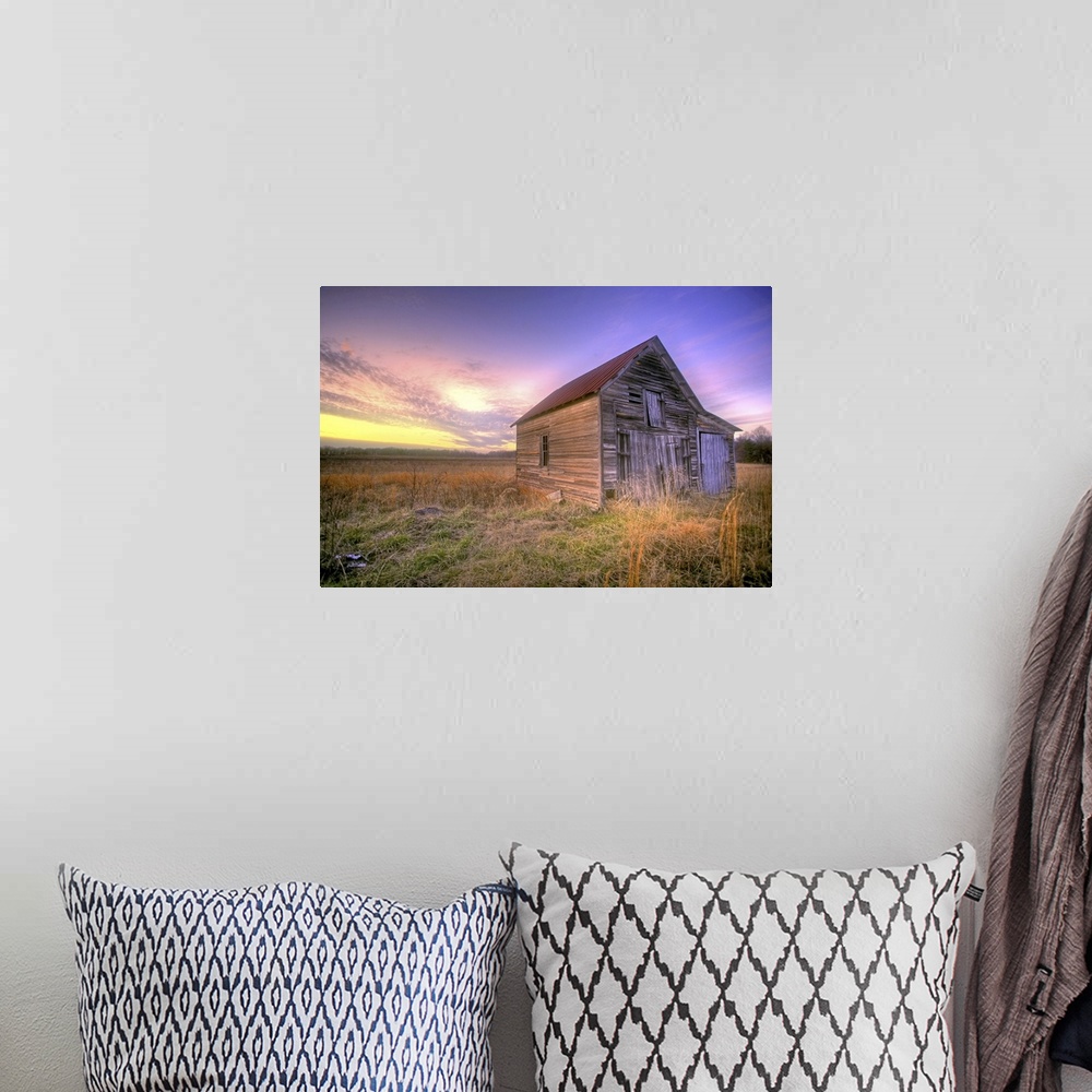 A bohemian room featuring Old Barn At Sunrise