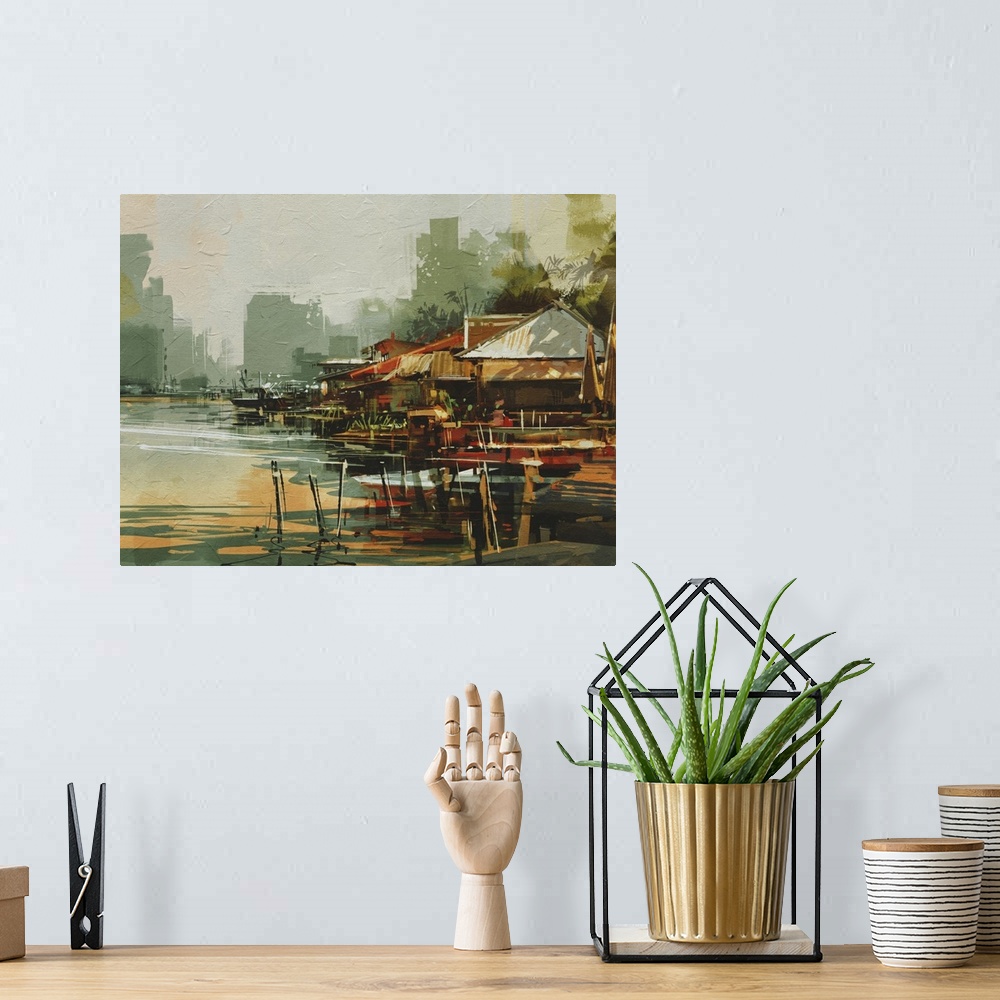 A bohemian room featuring Old Fishing Village