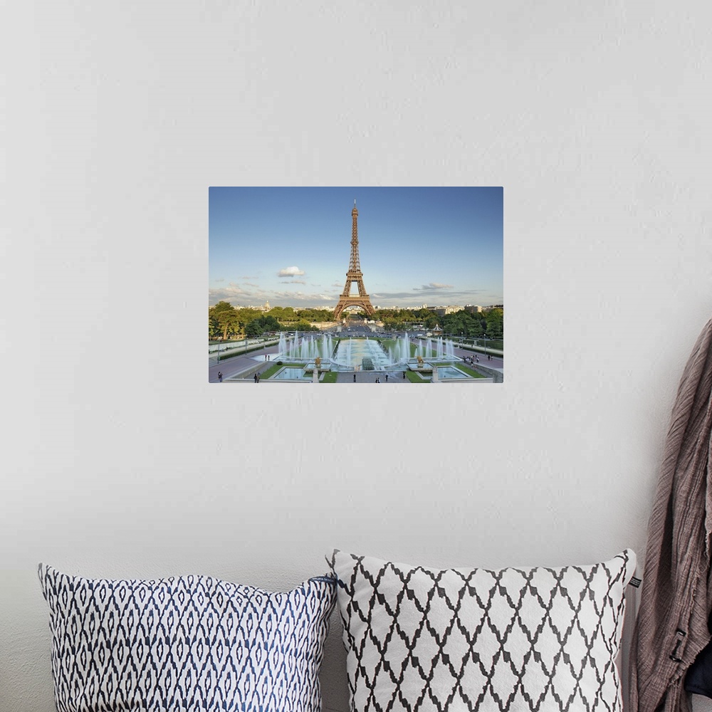 A bohemian room featuring The Eiffel Tower seen from Trocadero, Paris, France.