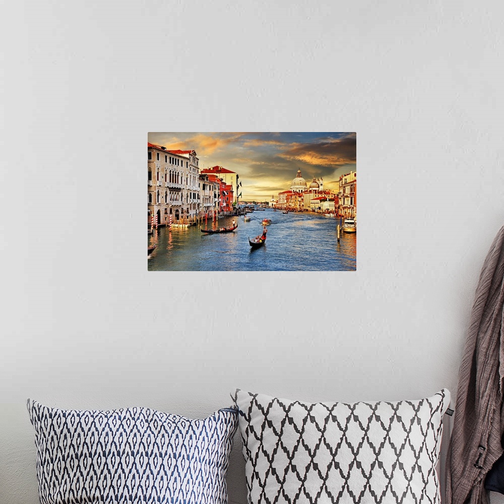 A bohemian room featuring Romantic Venice on sunset.