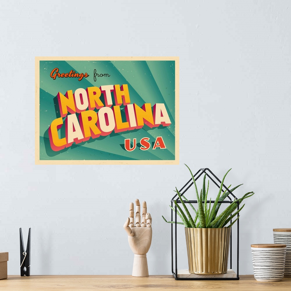 A bohemian room featuring Vintage touristic greeting card - North Carolina.