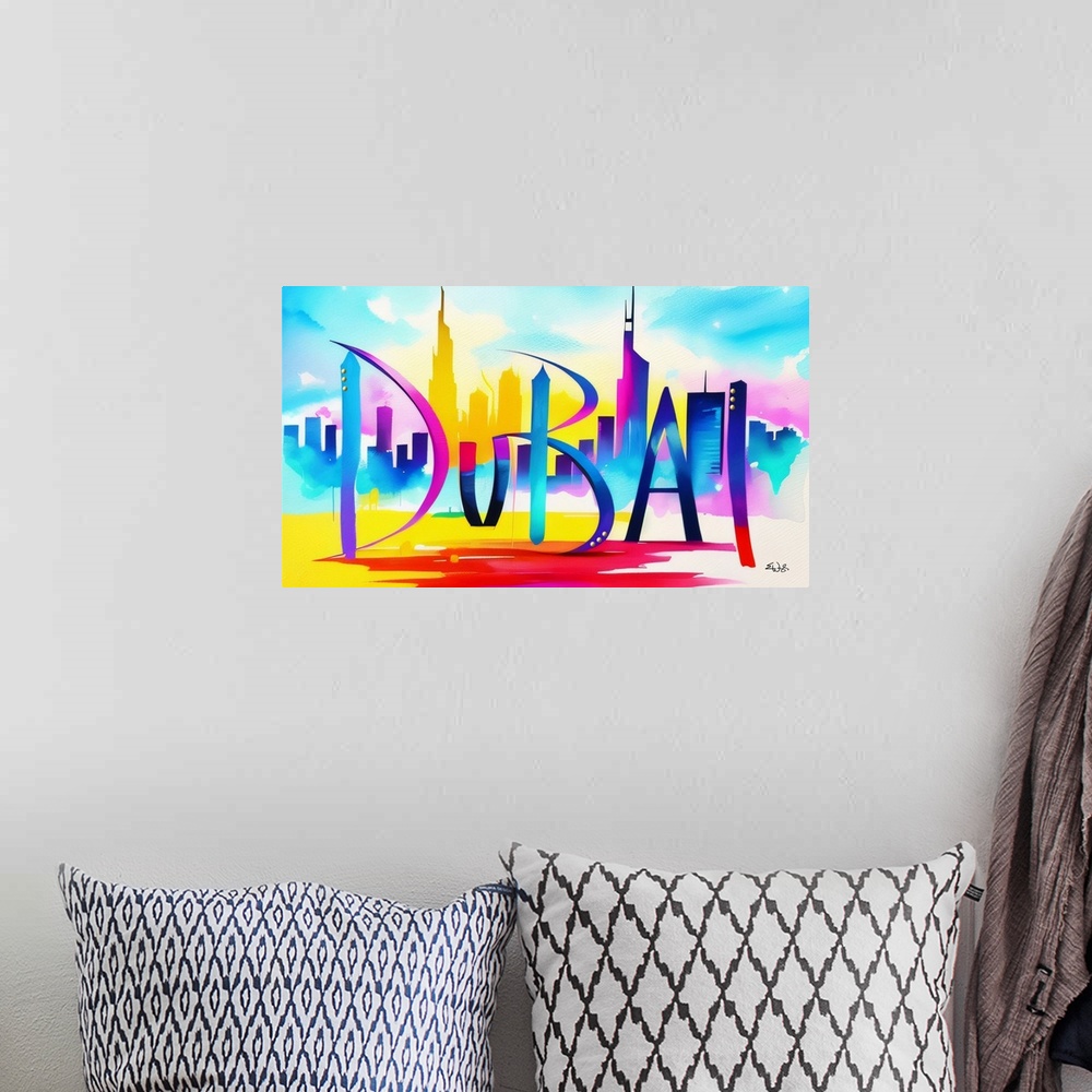 A bohemian room featuring City Strokes Dubai
