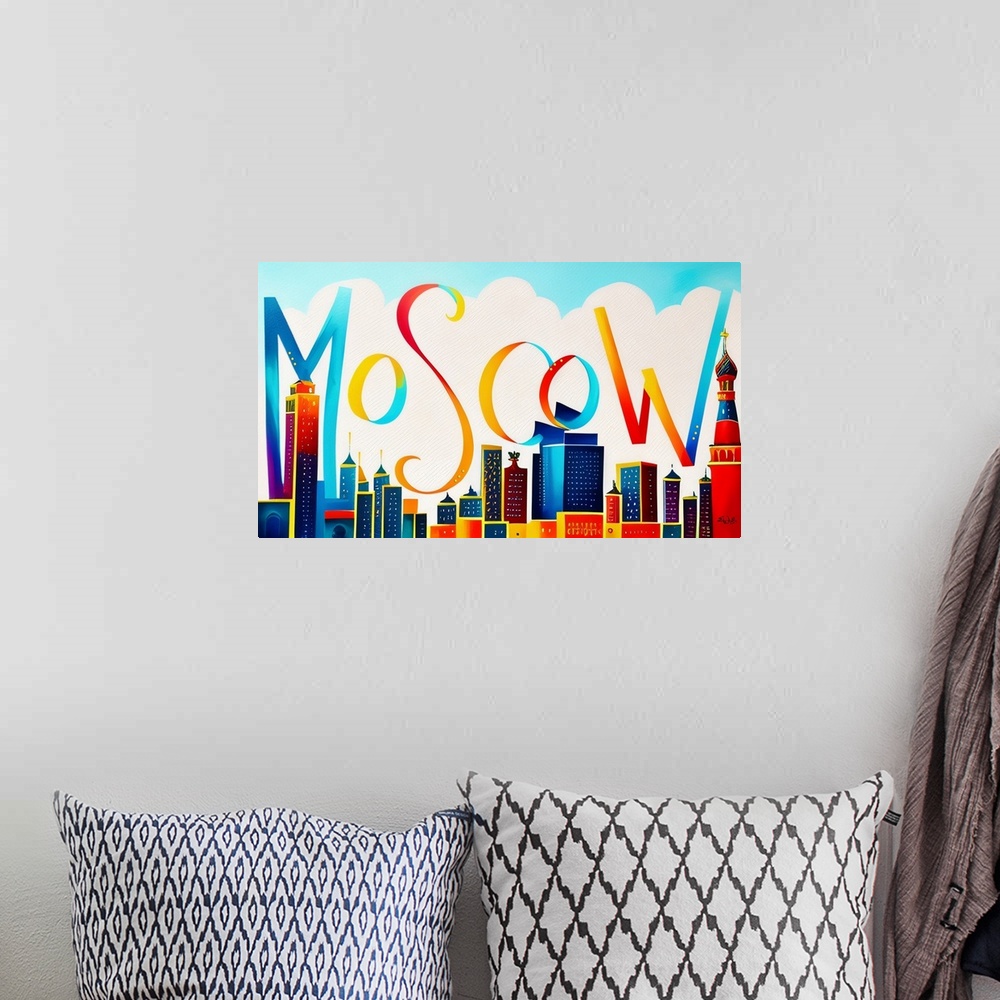 A bohemian room featuring City Strokes Moscow