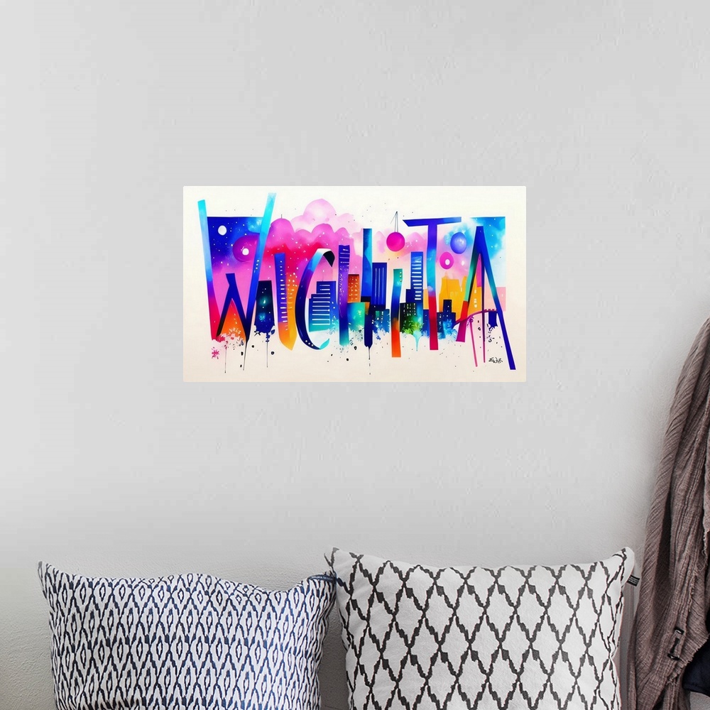 A bohemian room featuring City Strokes Witchita
