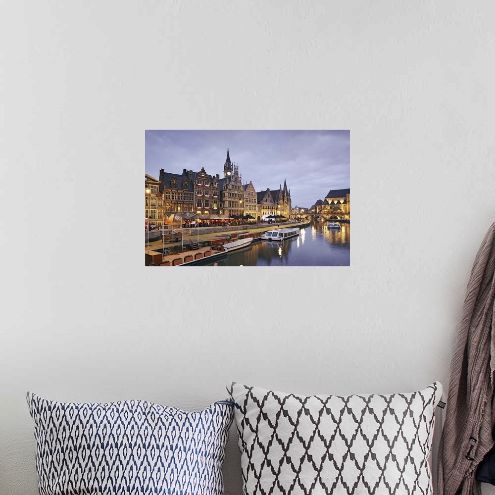 A bohemian room featuring Belgium, Flanders, Benelux, Ghent, Leie River and guild houses, Graslei Street.