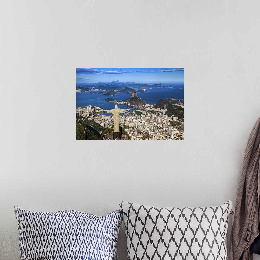 A bohemian room featuring Brazil, Rio de Janeiro, Corcovado, Christ the Redeemer, Cityscape with Christ the Redeemer and Su...
