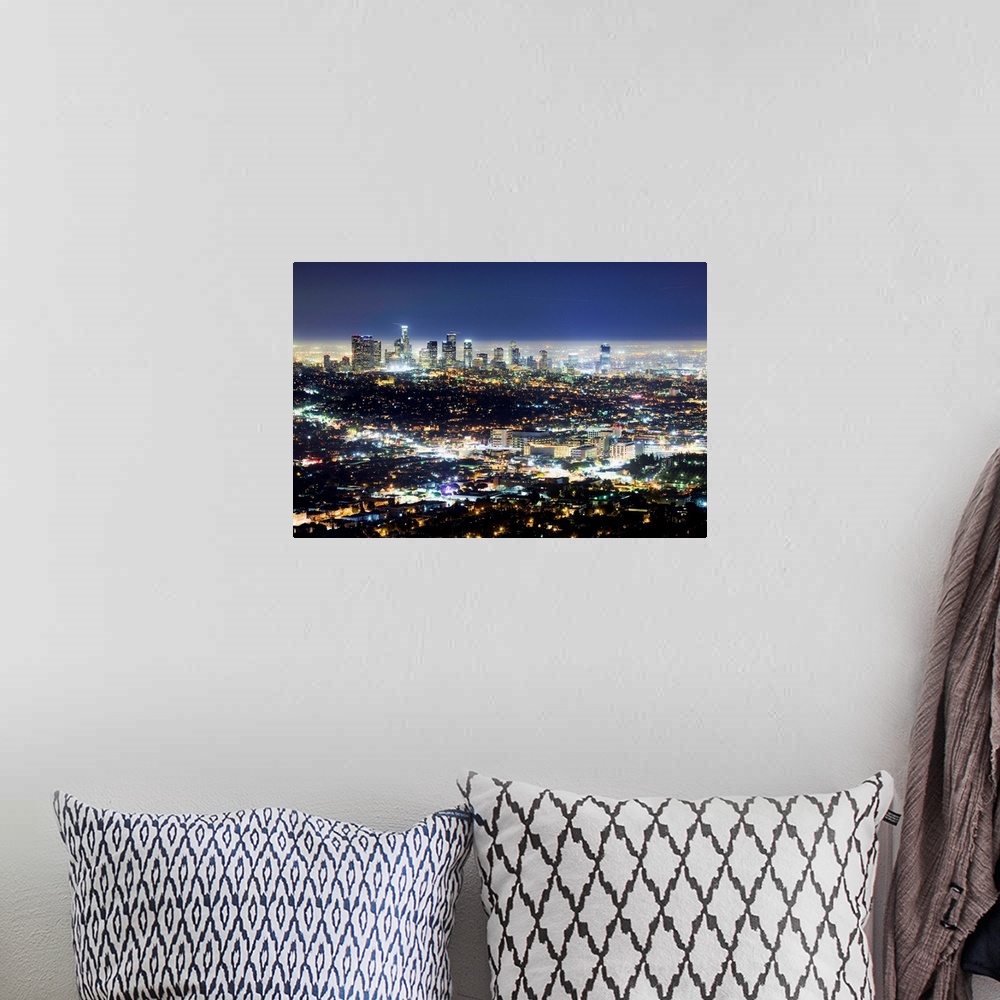A bohemian room featuring CA, Los Angeles, View towards Downtown LA from Griffith Observatory