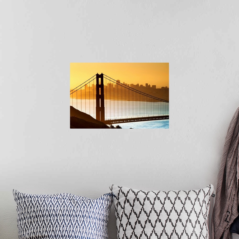 A bohemian room featuring California, San Francisco, Golden Gate Bridge, View of the Bridge at dawn