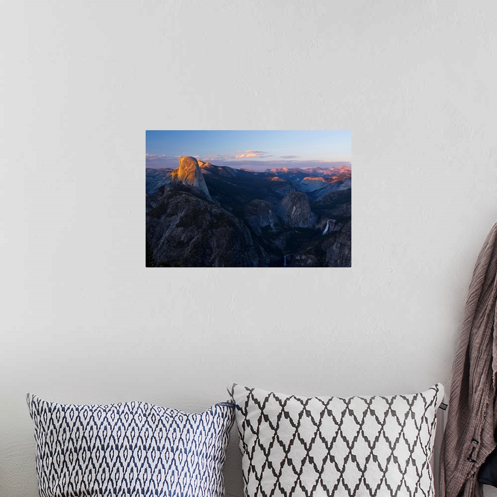 A bohemian room featuring USA, California, Yosemite National Park, Sunset to the Half Dome from Glacier Point.