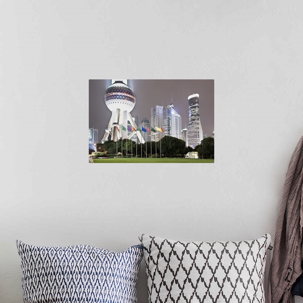 A bohemian room featuring China, Shanghai, Pudong, Oriental Pearl Tower, Tower and Pudong district buildings