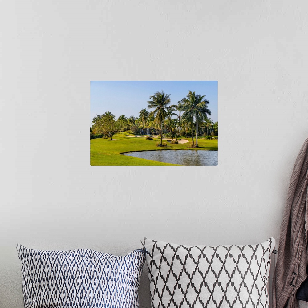 A bohemian room featuring Florida, Boca Raton, golf course with palm trees.