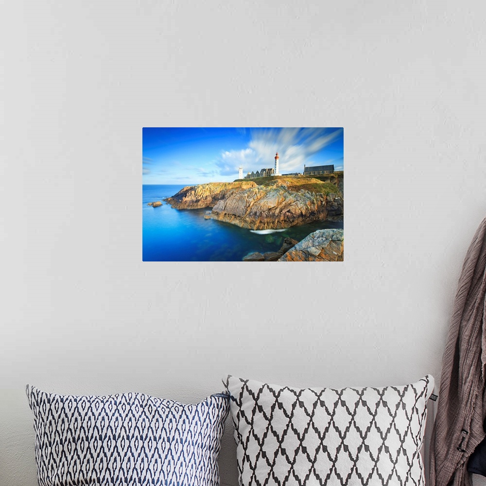 A bohemian room featuring France, Brittany, Atlantic ocean, Finistere, Brest, Brest harbor, view of the Saint Mathieu light...