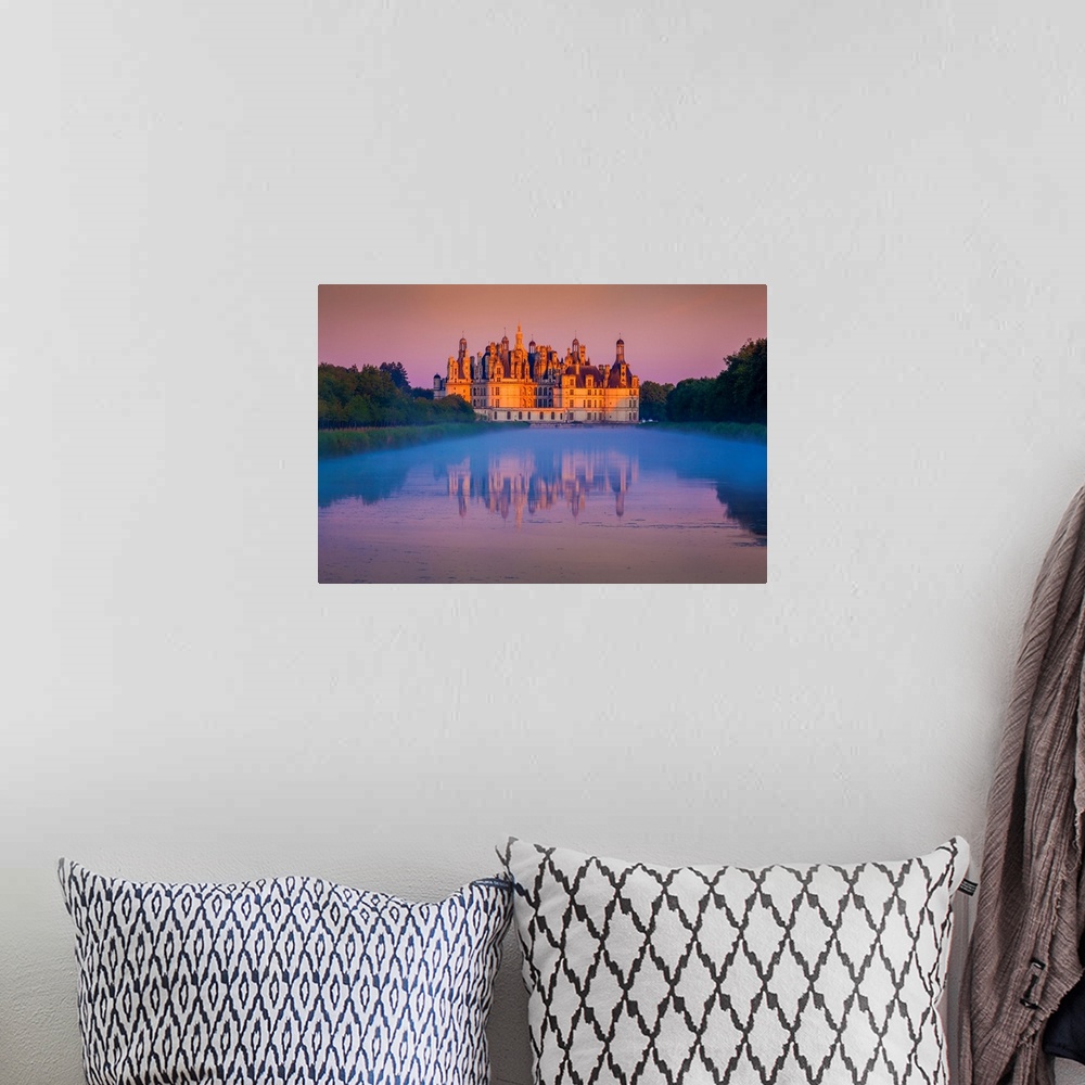 A bohemian room featuring France, Centre, Loire Valley, Loir-et-Cher, Chambord Castle, Castle at dawn.