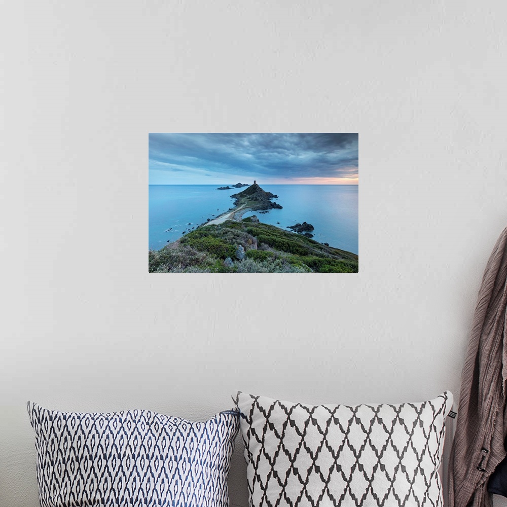 A bohemian room featuring France, Corsica, Ajaccio, Mediterranean sea, Iles Sanguinaires, Sanguinaires Islands at sunset, P...