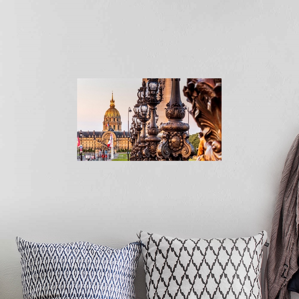 A bohemian room featuring France, Ile-de-France, Ville de Paris, Paris, Eiffel Tower, Invalides, Alexander III Bridge, Pont...