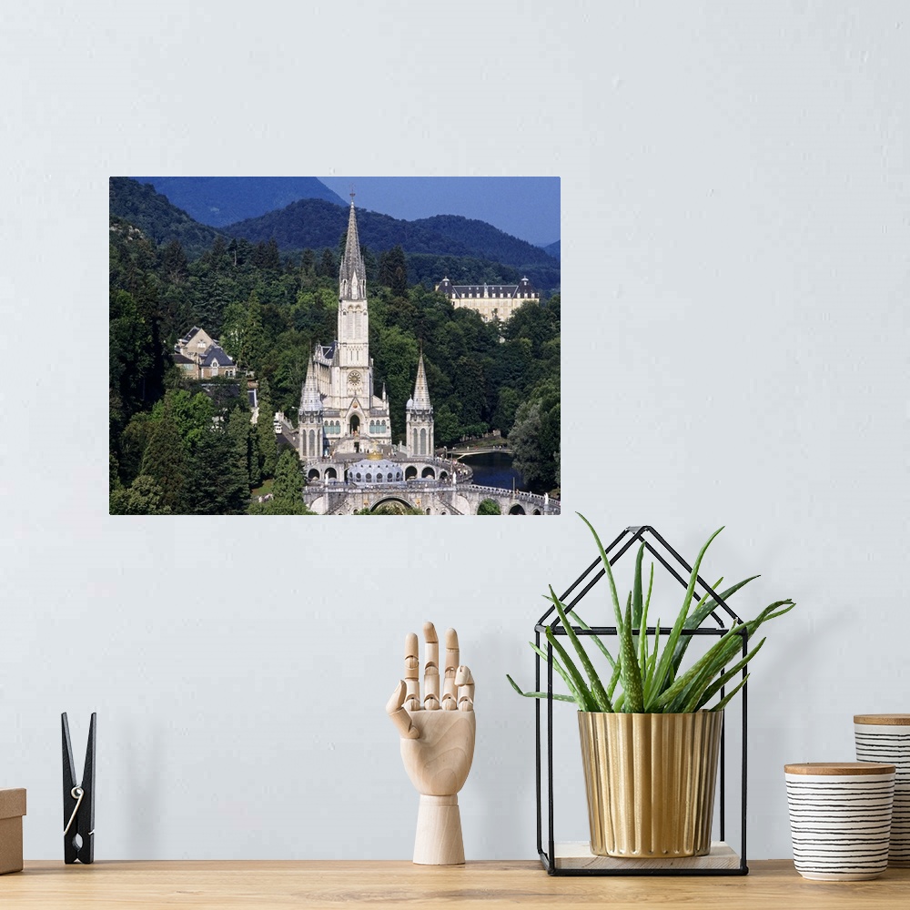 A bohemian room featuring France, Midi-Pyrenees, Hautes-Pyrenees, Lourdes, The basilica and shrine