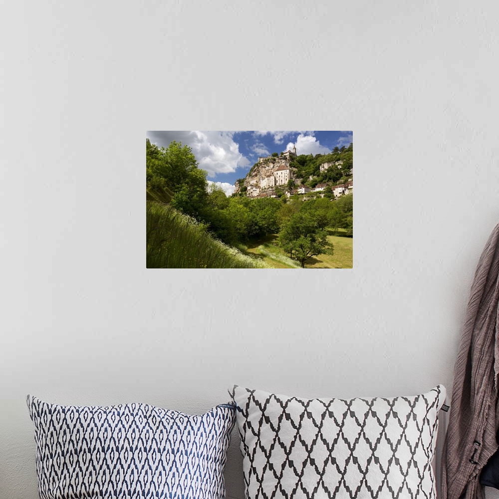 A bohemian room featuring France, Midi-Pyrenees, Rocamadour, Lot, Quercy, Hilltop village in Spring.