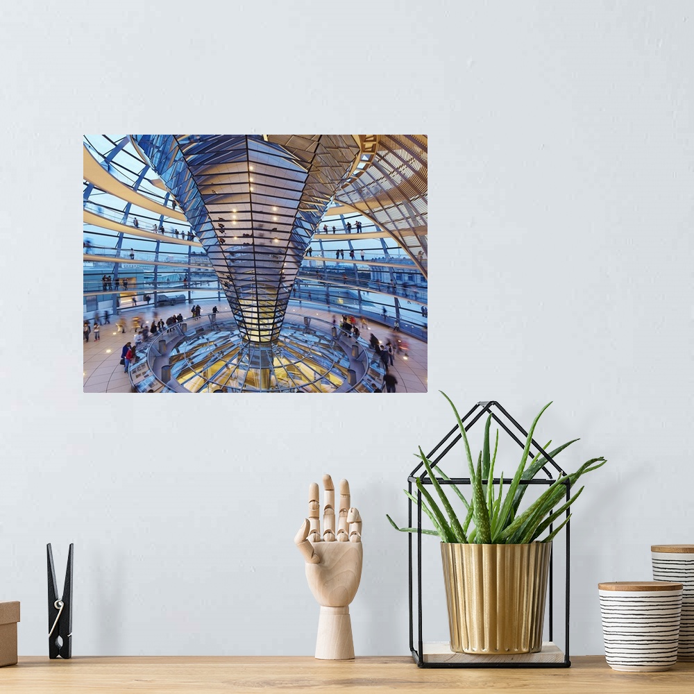 A bohemian room featuring Germany, Berlin, Berlin Mitte, Reichstag Parliament Building, Inside the dome of the German Parli...