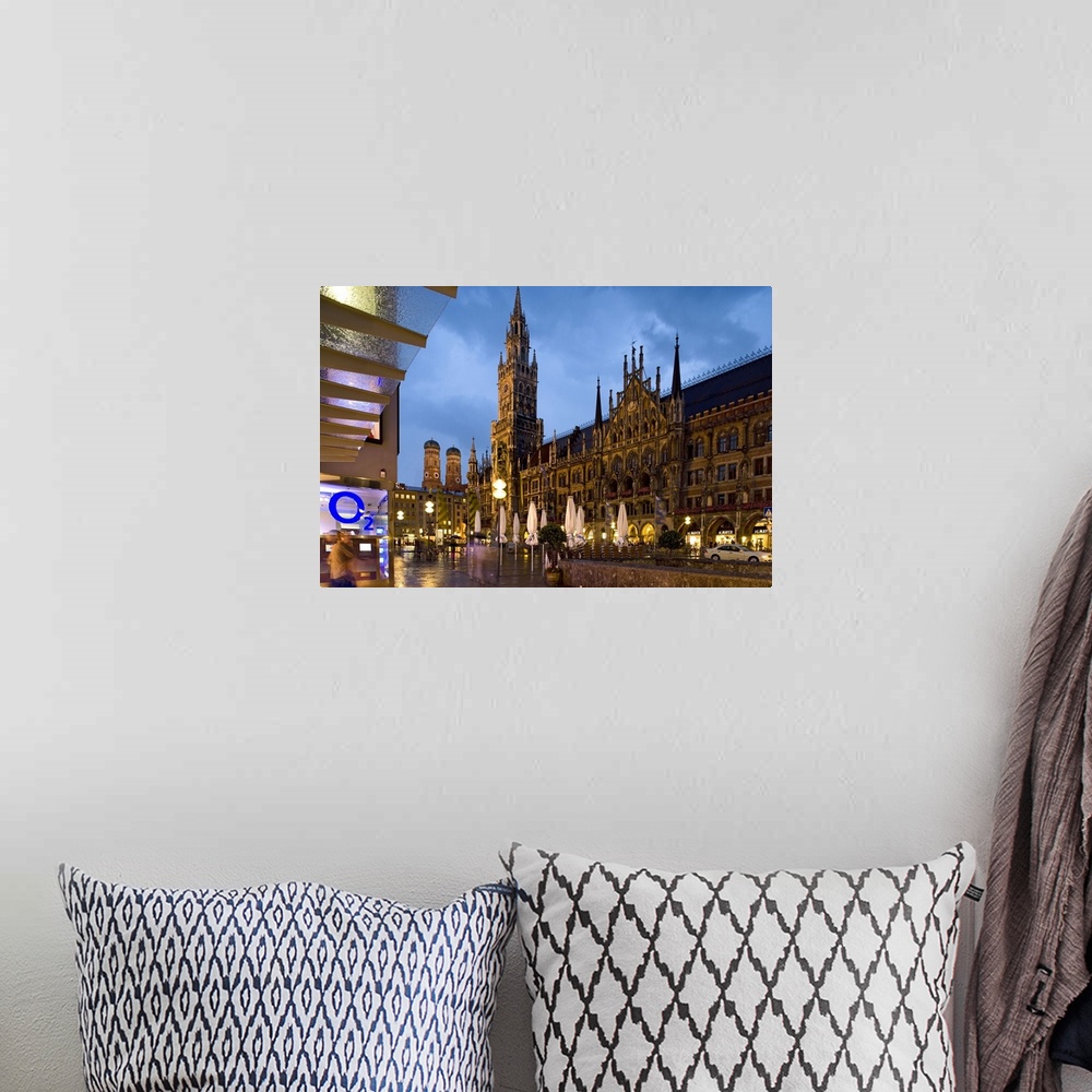 A bohemian room featuring Germany, Munich, Marienplatz, The Neues Rathaus  and the towers of the Frauenkirche
