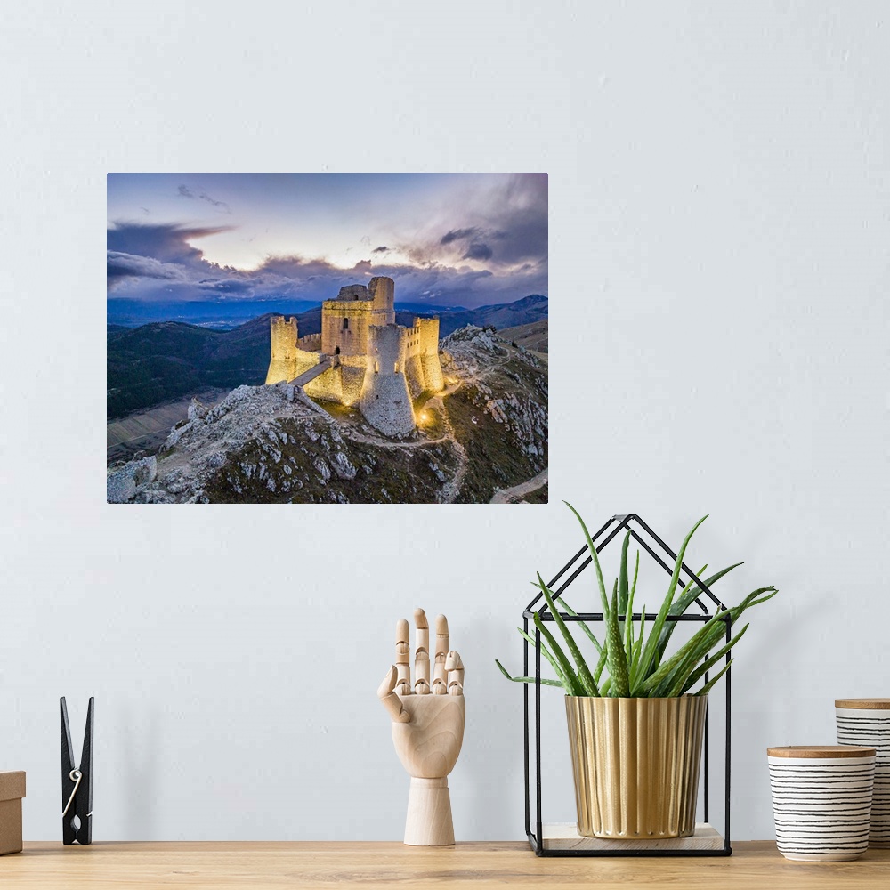 A bohemian room featuring Italy, Abruzzo, L'Aquila district, Gran Sasso National Park, Calascio, Apennines, Castle and rema...