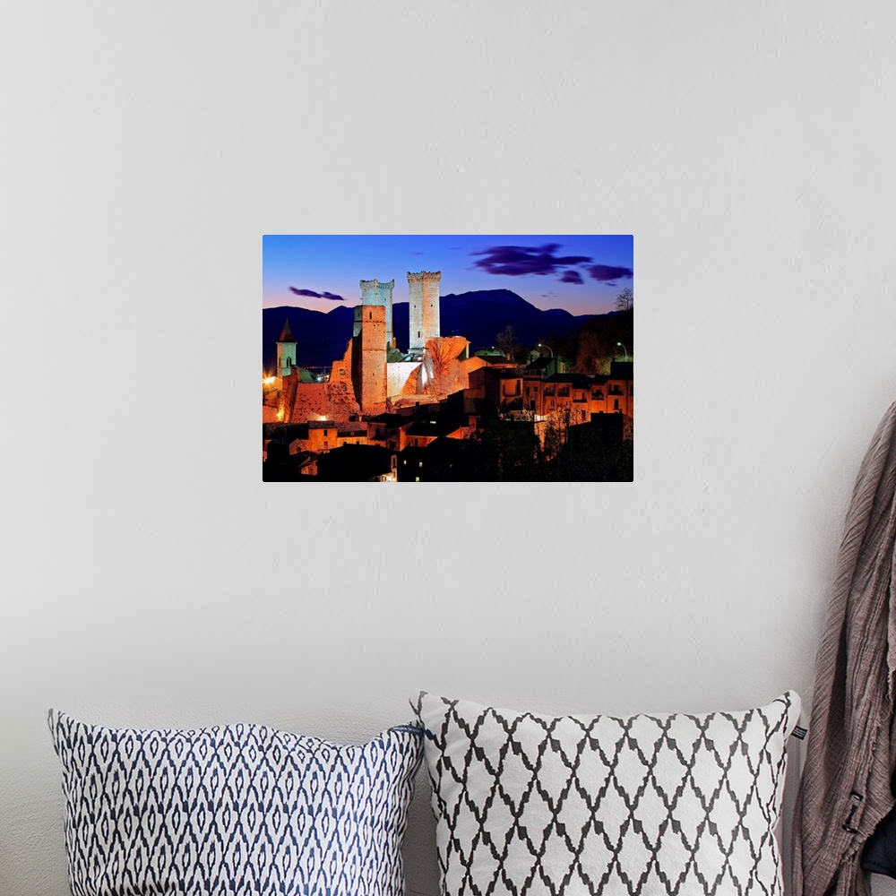 A bohemian room featuring Italy, Abruzzo, Abruzzi, Majella National Park, Pacentro, View towards the ancient castle