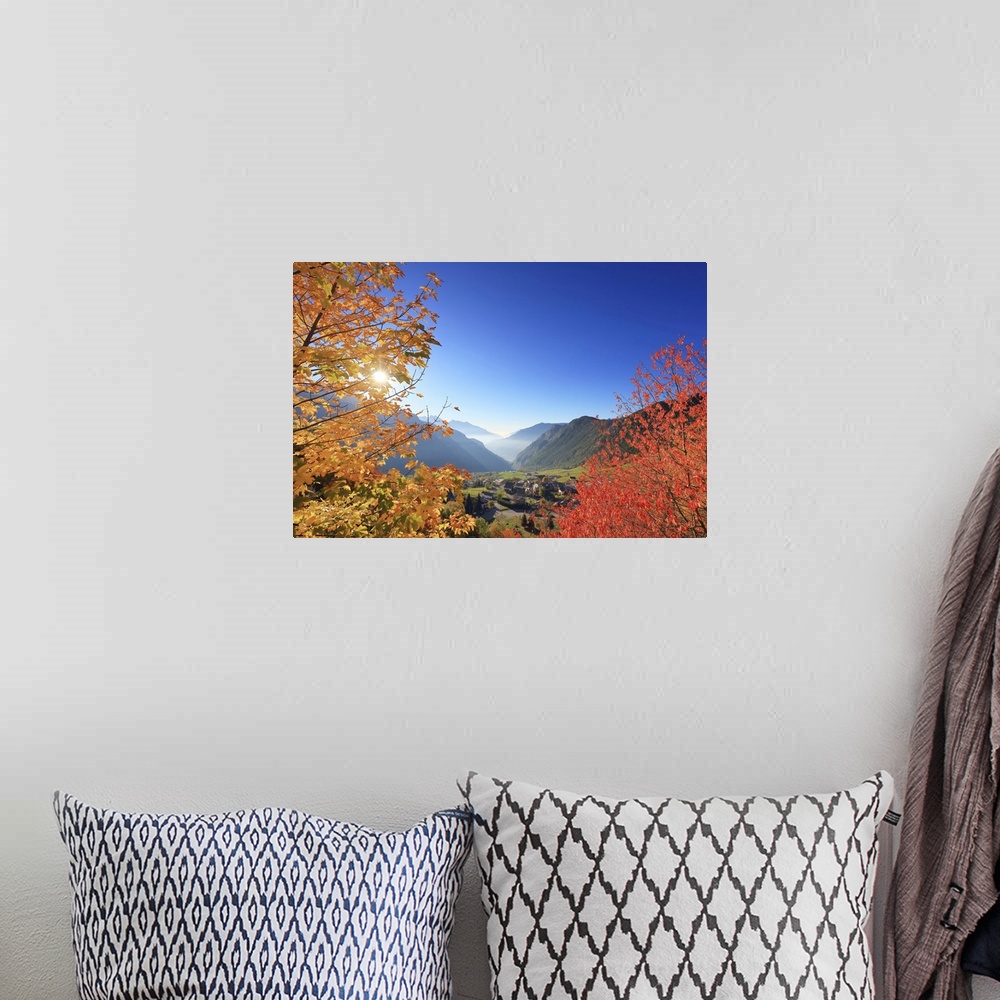A bohemian room featuring Italy, Aosta Valley, Aosta district, Valtournenche, Torgnon, Alps, Autumn morning.