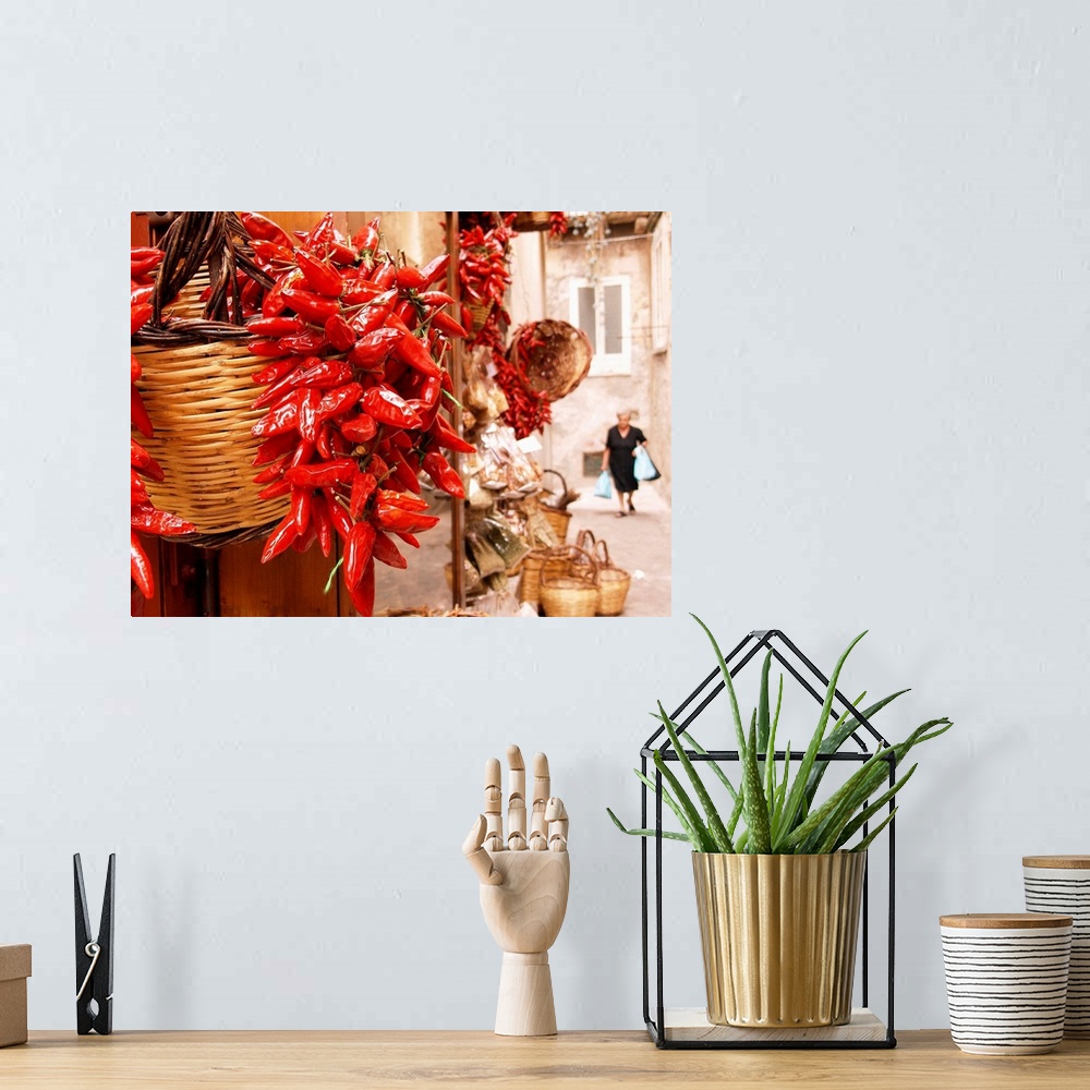A bohemian room featuring Italy, Calabria, Tropea town, hot peppers