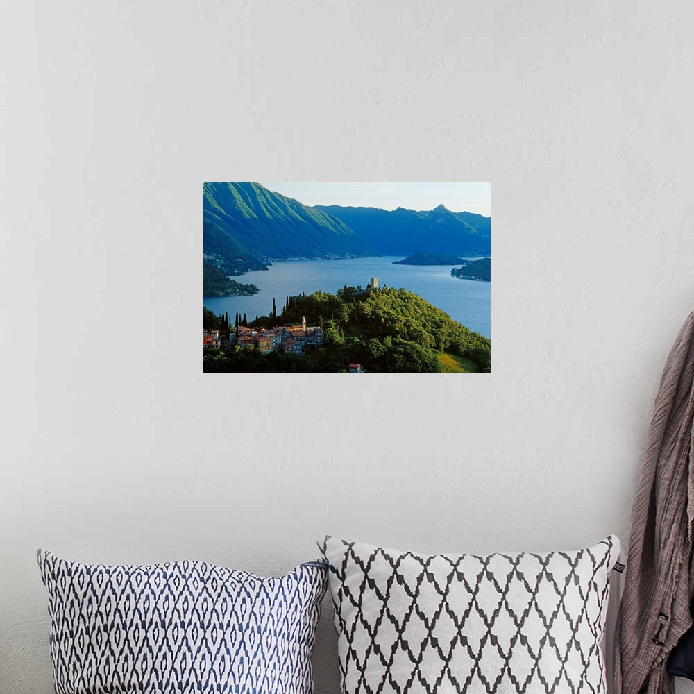 A bohemian room featuring Italy, Lake Como, Varenna, view of lake
