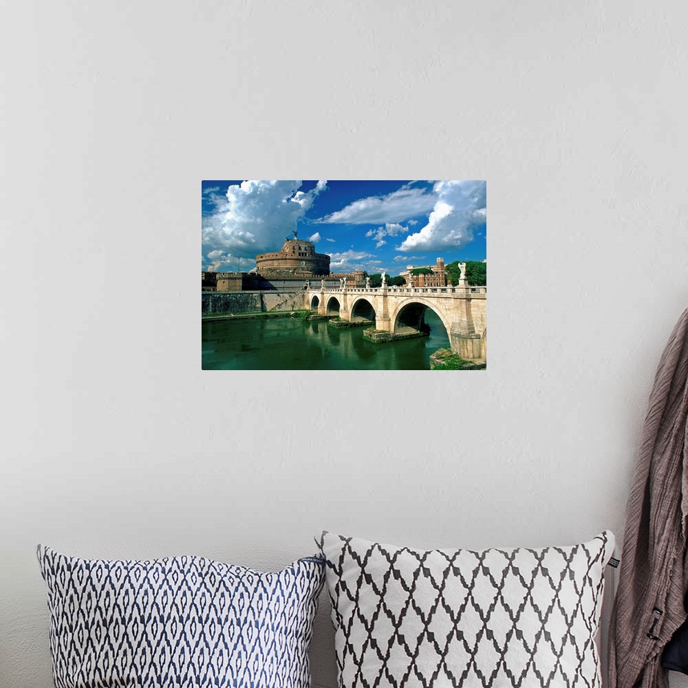 A bohemian room featuring Italy, Latium, Rome, Castel Sant' Angelo (castle) and bridge (Ponte Sant' Angelo)