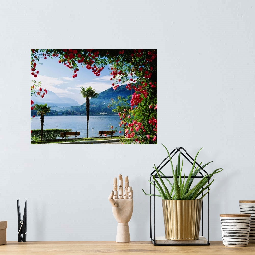 A bohemian room featuring Italy, Lombardy, Como Lake, View of the lake near Tremezzo town