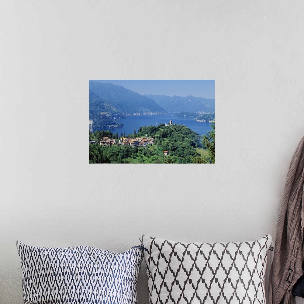 A bohemian room featuring Italy, Lombardy, Como Lake, View towards Varenna