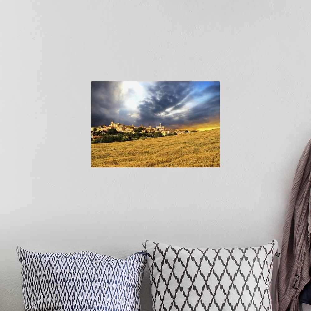 A bohemian room featuring Italy, Marches, Tolentino, Mediterranean area, Macerata district, sunset