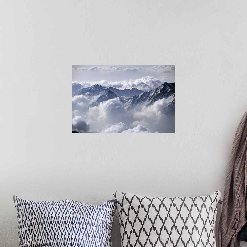A bohemian room featuring Italy, Piedmont, Alps, Val d'Ossola, Clouds over the valley