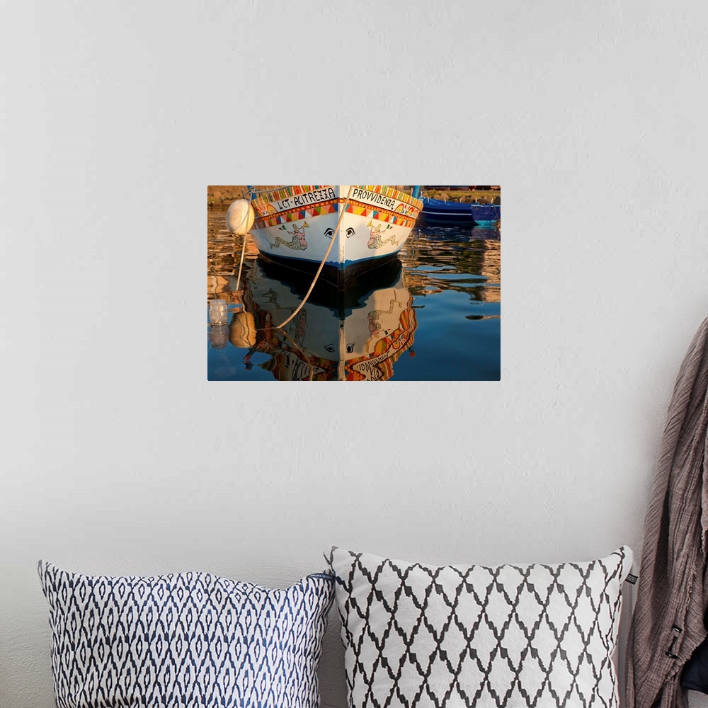 A bohemian room featuring Italy, Sicily, Mediterranean sea, Catania district, Aci Trezza, Boat