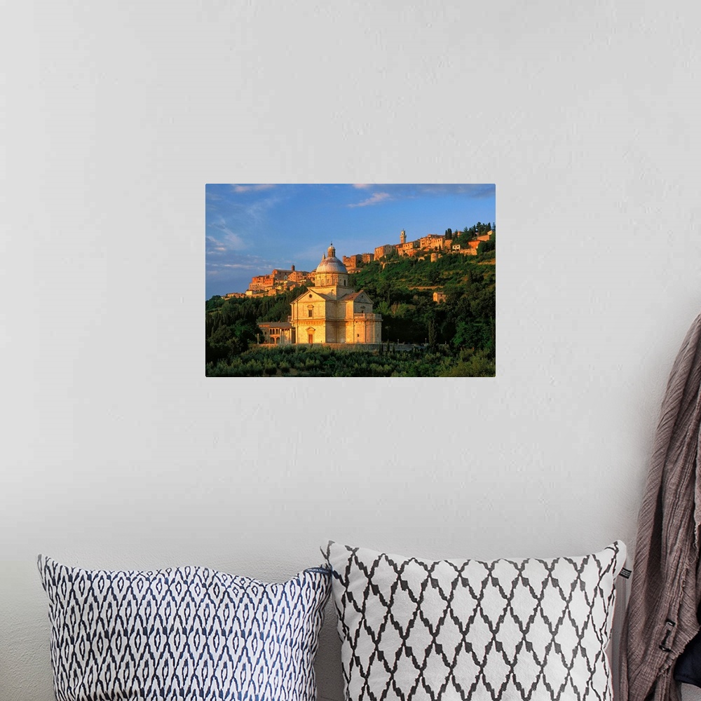 A bohemian room featuring Italy, Tuscany, Montepulciano, Temple of Madonna di San Biagio