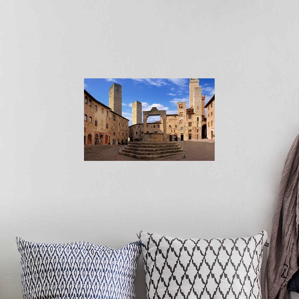 A bohemian room featuring Italy, Tuscany, San Gimingnano, Old town, square