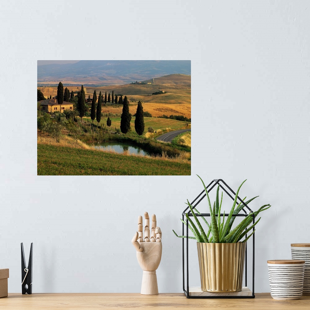 A bohemian room featuring Italy, Tuscany, Typical landscape near Pienza