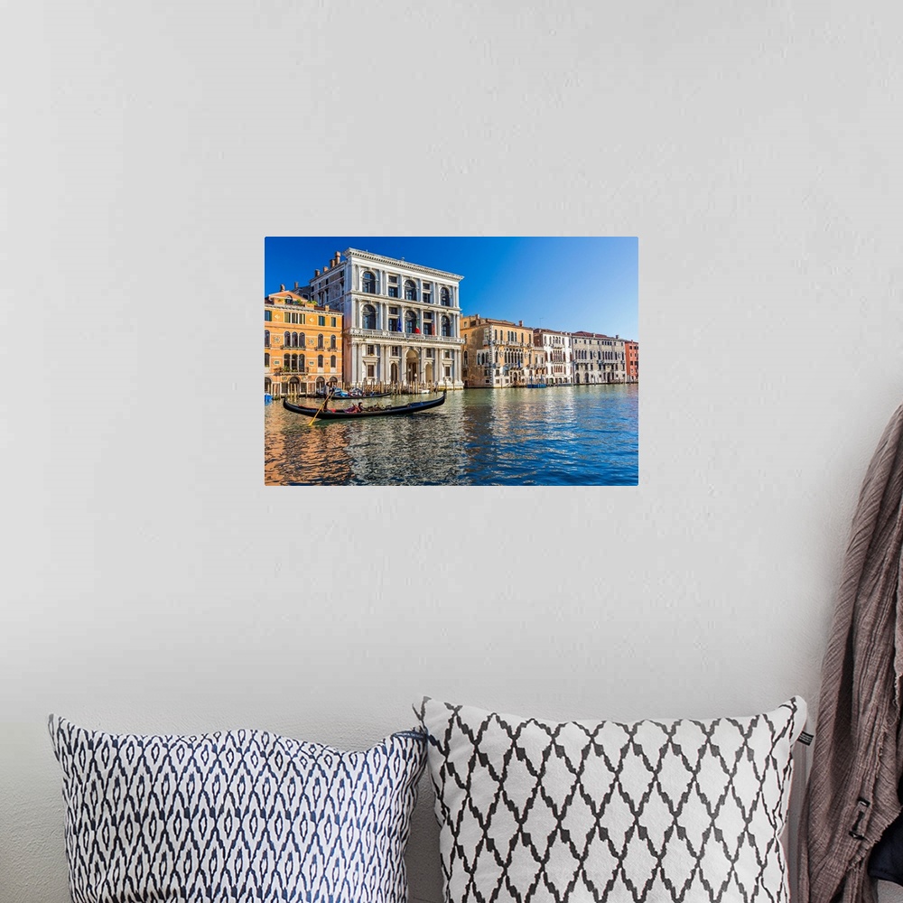A bohemian room featuring Italy, Veneto, Venezia district, Venetian Lagoon, Venice, Venezia, Gondola ride on the Grand Canal.