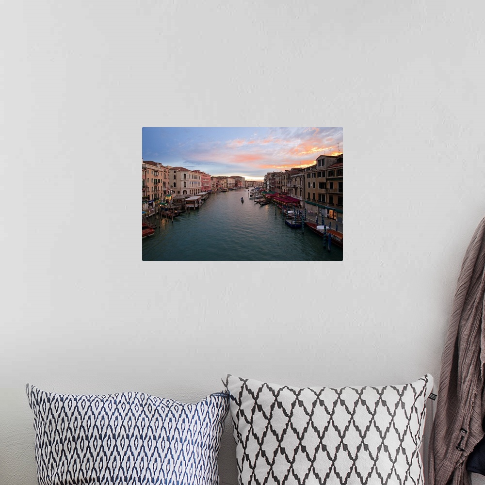 A bohemian room featuring Italy, Veneto, Venice, Grand Canal, View of the sunset from the Rialto Bridge