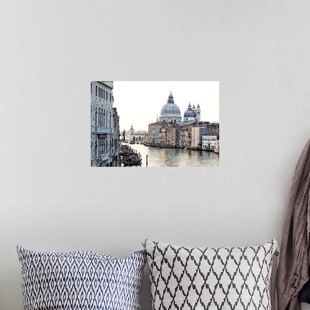 A bohemian room featuring Italy, Venice, Santa Maria della Salute, Santa Maria della Salute and the Grand Canal at dawn.