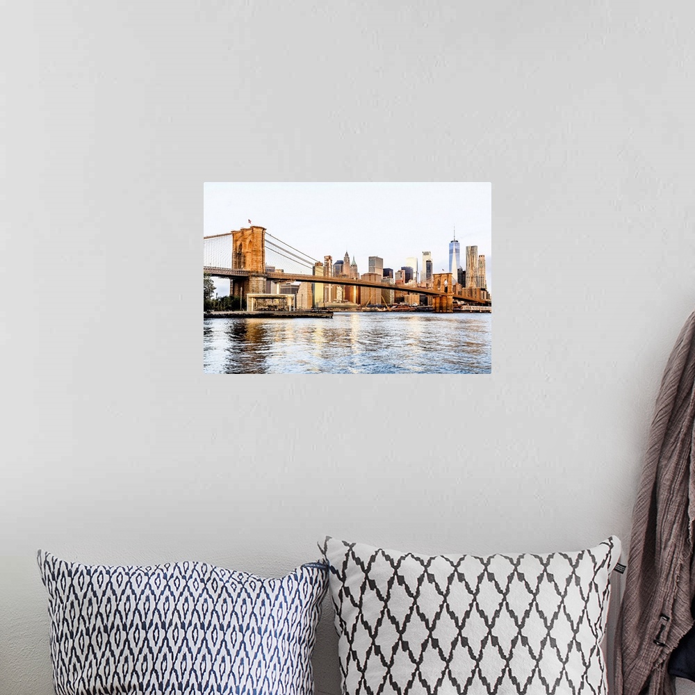 A bohemian room featuring USA, New York City, Manhattan, East River, Brooklyn Bridge, Brooklyn Bridge Park