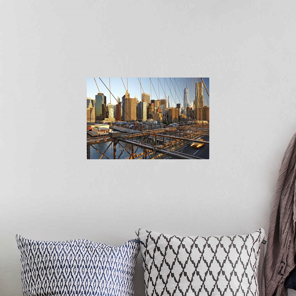 A bohemian room featuring USA, New York City, Manhattan, Brooklyn Bridge.