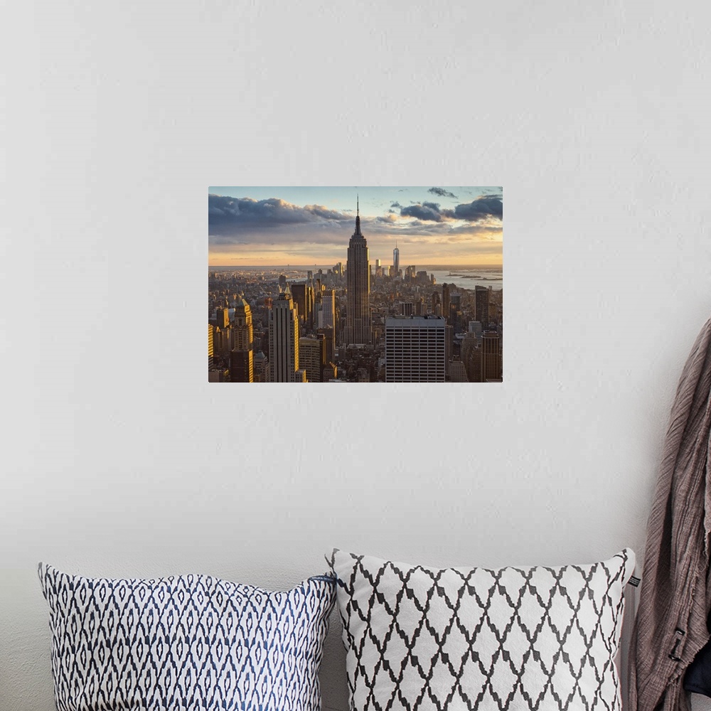 A bohemian room featuring USA, New York City, Manhattan, Midtown, Empire State Building, Cityscape, view from the Top of th...