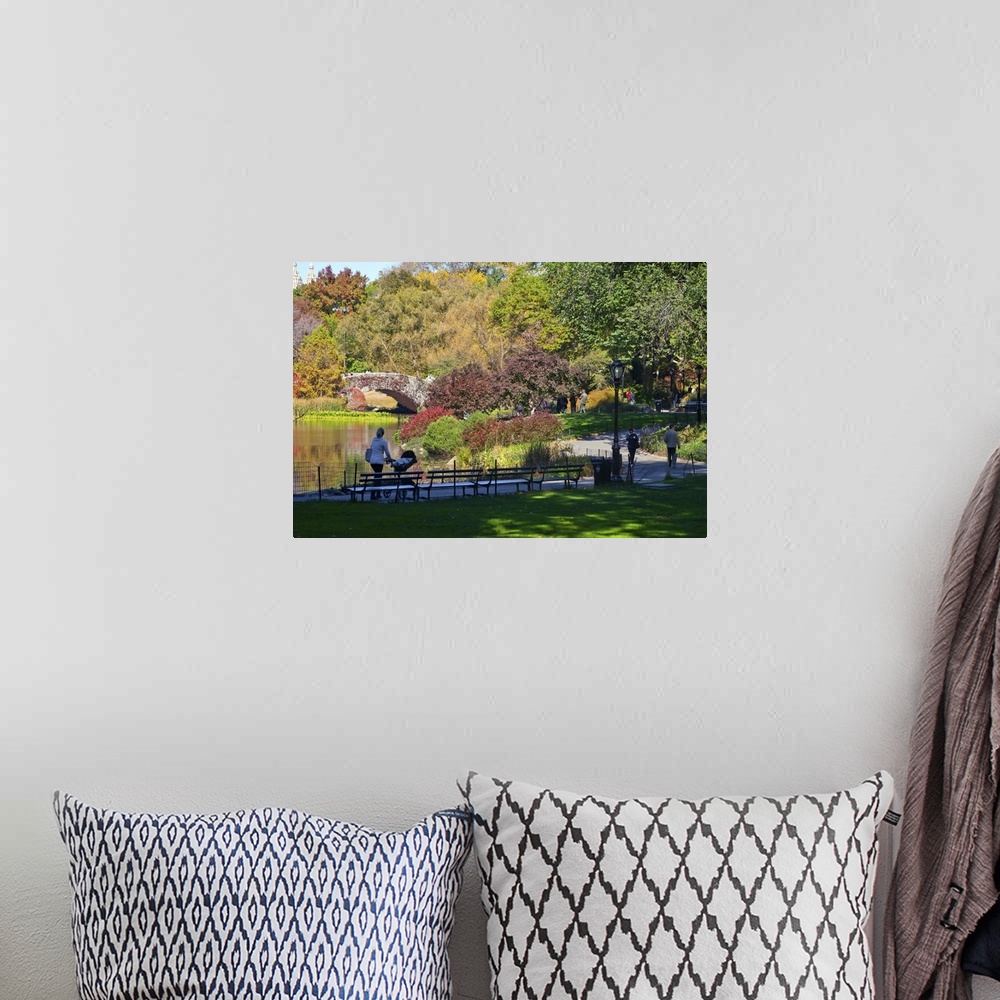 A bohemian room featuring New York, New York City, Central Park, wandering path around The Pond