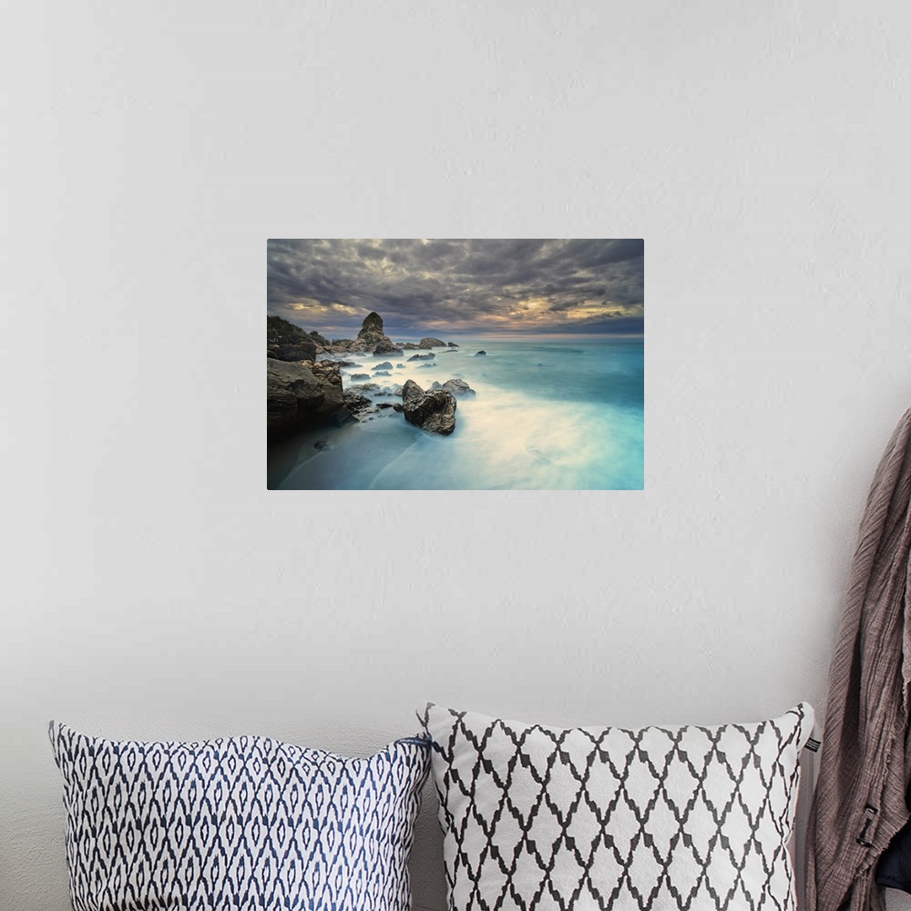A bohemian room featuring New Zealand, South Island, Rocks along the west coast, Road from Westport to Greymouth