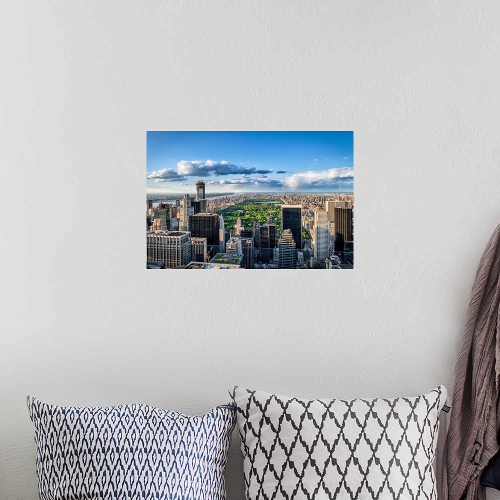 A bohemian room featuring New York, New York City, Manhattan, Rockefeller Center, Central Park view from Top of the Rock ob...